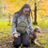 PupClub Couture Dog Walking Sling Backpack - Khaki Green