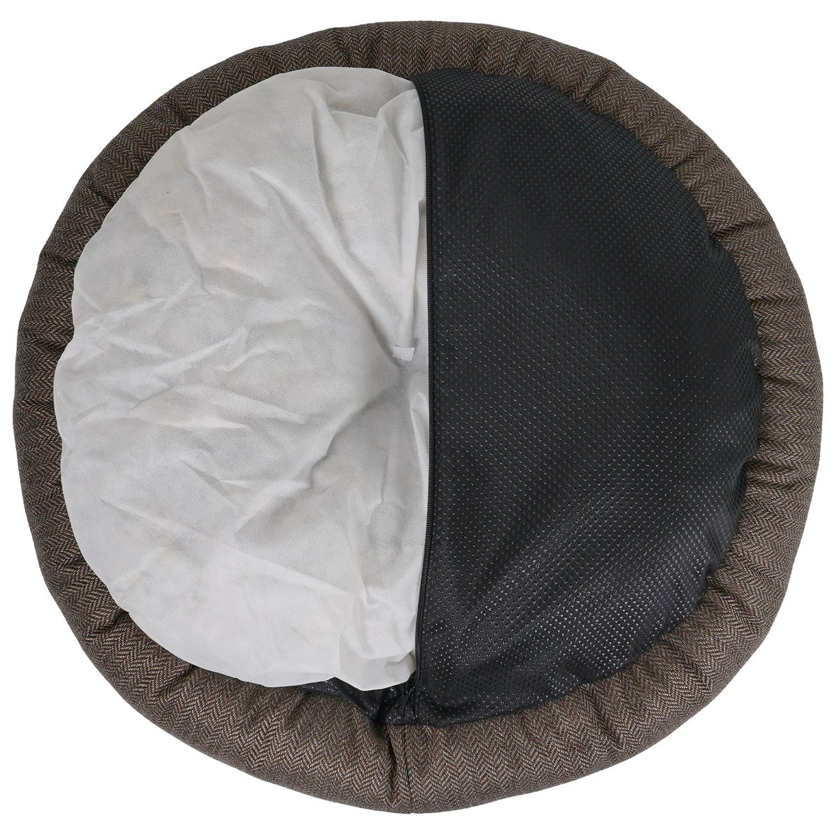 Ralph & Co The Lincoln Herringbone Tweed Calming Donut Dog Bed