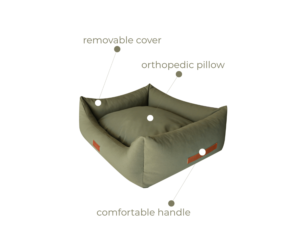 Ralph & Co The Henley Orthopaedic Waterproof Bolster Dog Bed Olive Green
